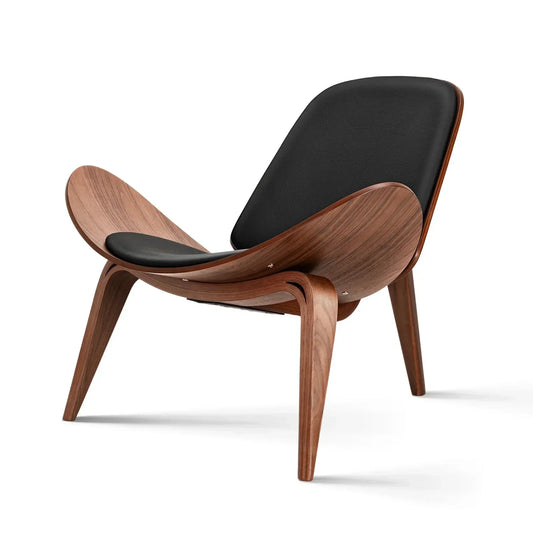 Mid-Century Modern Nordic Design Shell Chair in Black Walnut-0