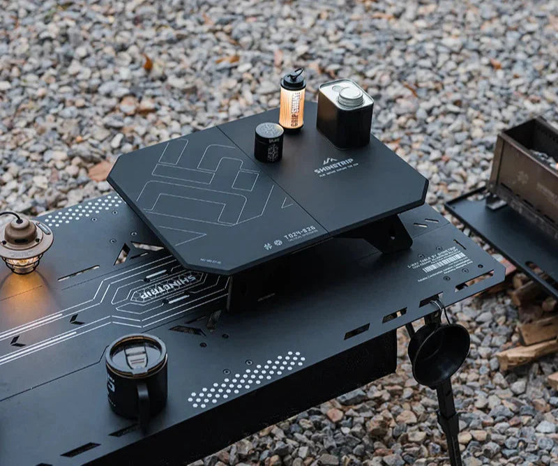 Ultralight Dual-Purpose Camping Adjustable Folding ABS Table Blac-2