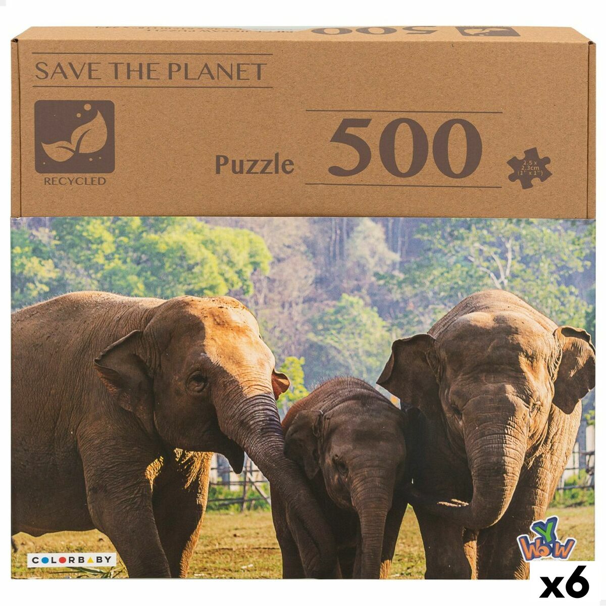 Puzzle Colorbaby Elephant 500 Pieces 6 Units 61 x 46 x 0,1 cm-0
