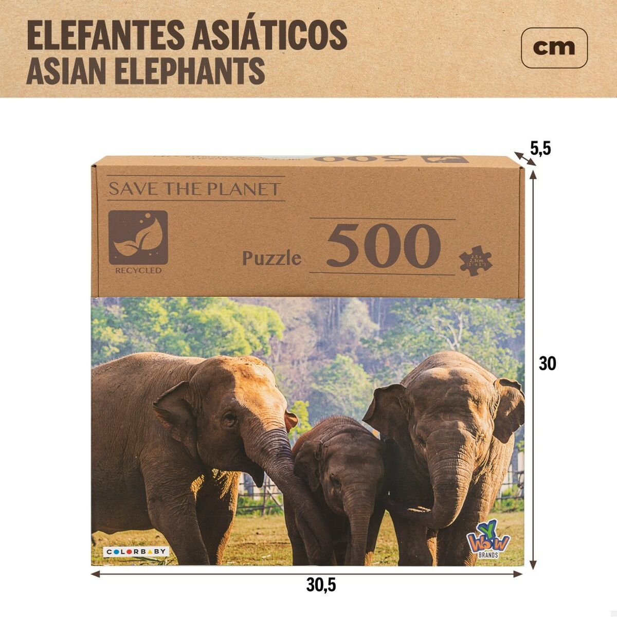 Puzzle Colorbaby Elephant 500 Pieces 6 Units 61 x 46 x 0,1 cm-1