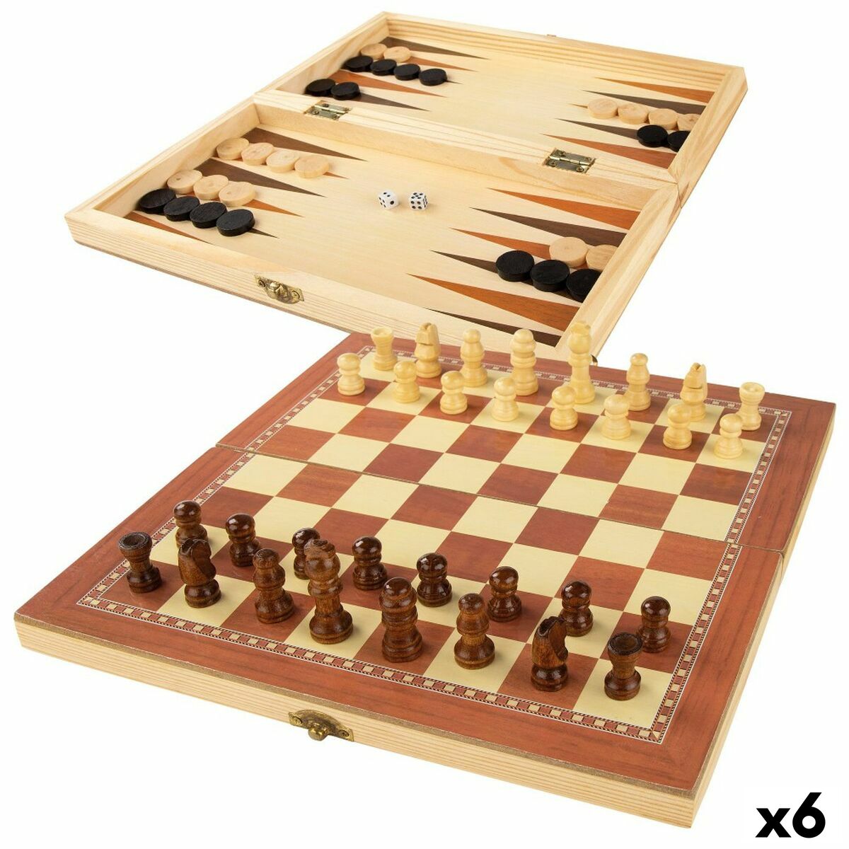Chess and Checkers Board CB Games Wood Backgammon (6 Units)-0
