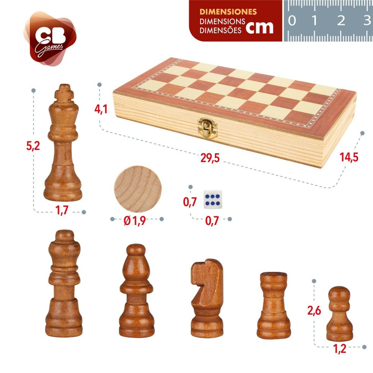 Chess and Checkers Board CB Games Wood Backgammon (6 Units)-2
