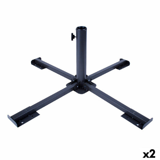 Base for beach umbrella Aktive 86 x 34 x 86 cm Black Metal (2 Units)-0