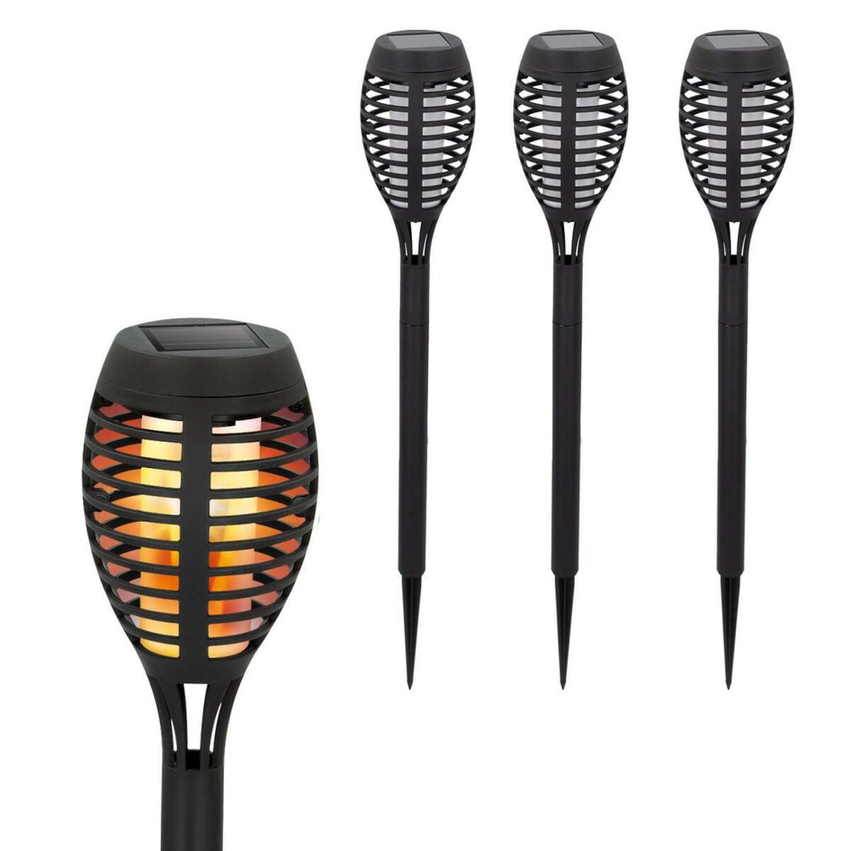 Set of solar garden torch lights Aktive Plastic 7,5 x 50 x 7,5 cm (4 Units)-6