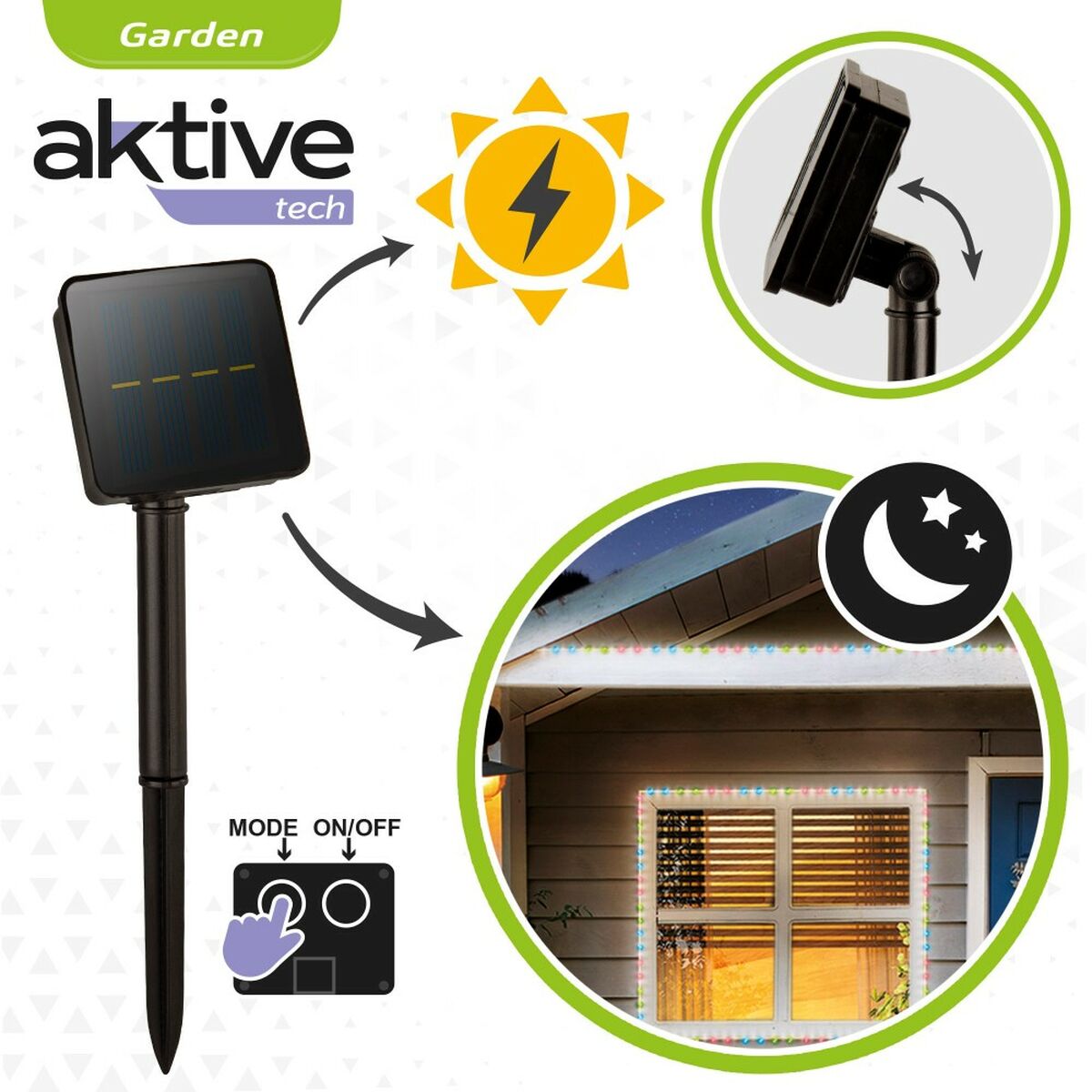Strip of lights Aktive LED Multicolour Garden 3 m (6 Units)-2