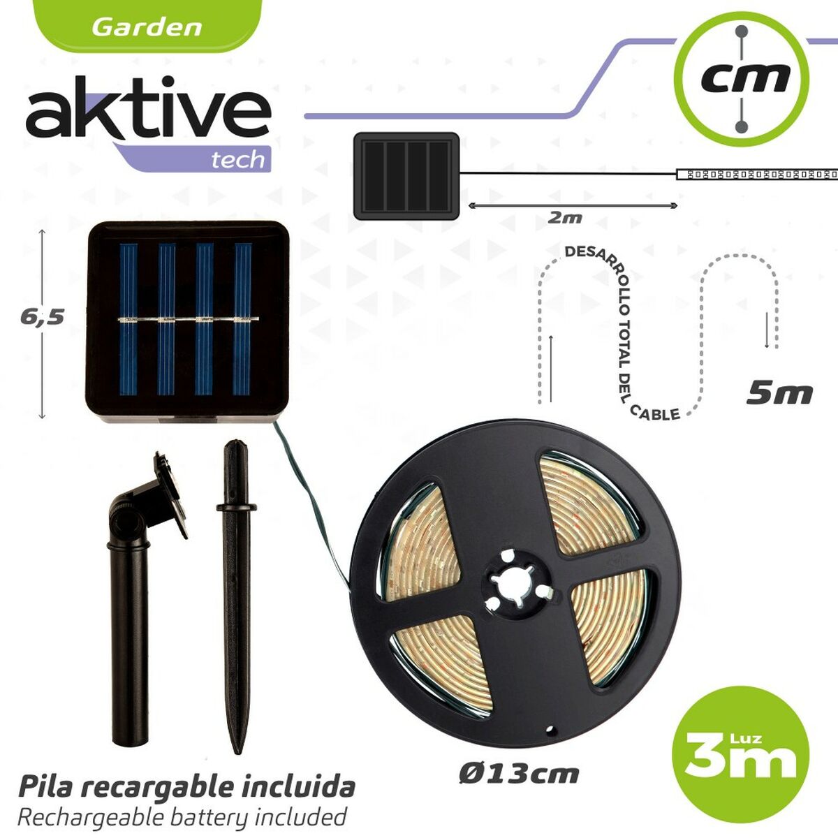 Strip of lights Aktive LED Multicolour Garden 3 m (6 Units)-1