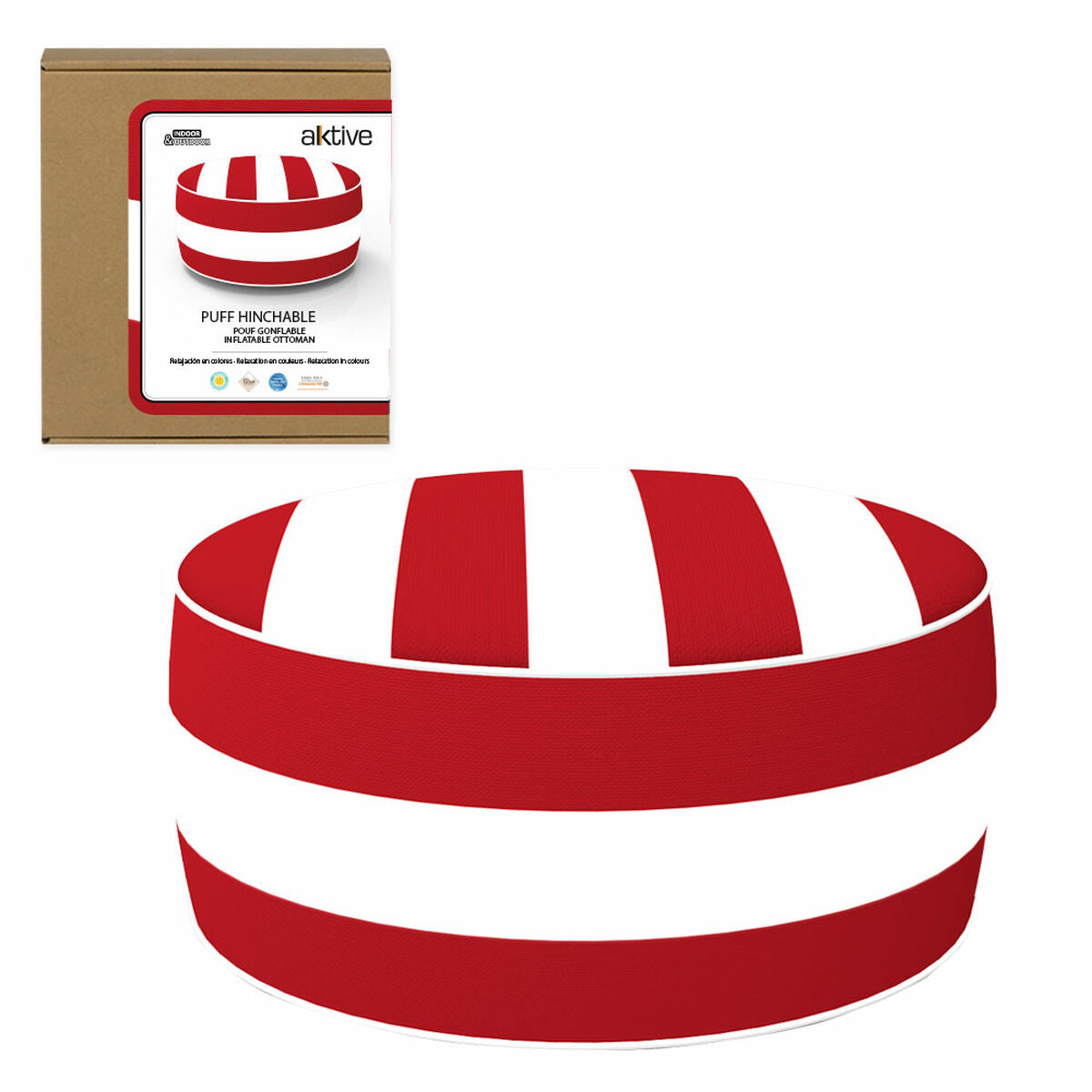 Inflatable Puff Aktive Striped Colonial 53 x 23 x 53 cm (4 Units)-3