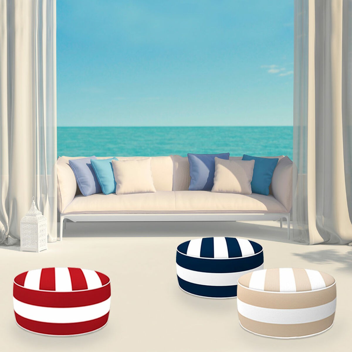 Inflatable Puff Aktive Striped Colonial 53 x 23 x 53 cm (4 Units)-1
