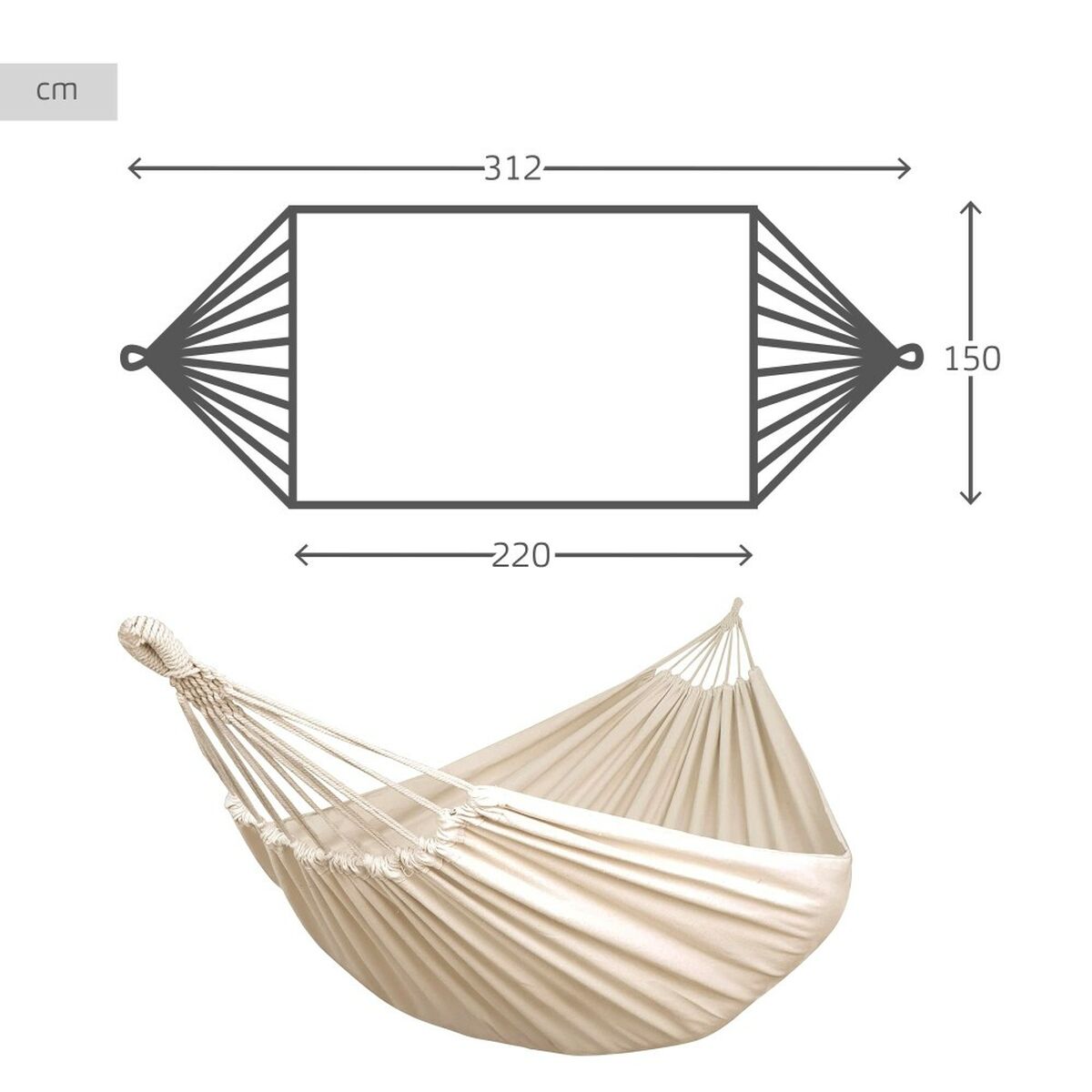 Hanging Hammock Aktive Beige 220 x 150 cm (2 Units)-3