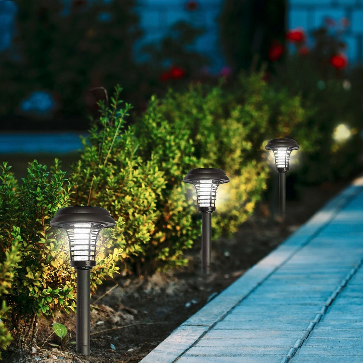 Solar garden lights Aktive polypropylene 14 x 42 x 14 cm (4 Units)-5