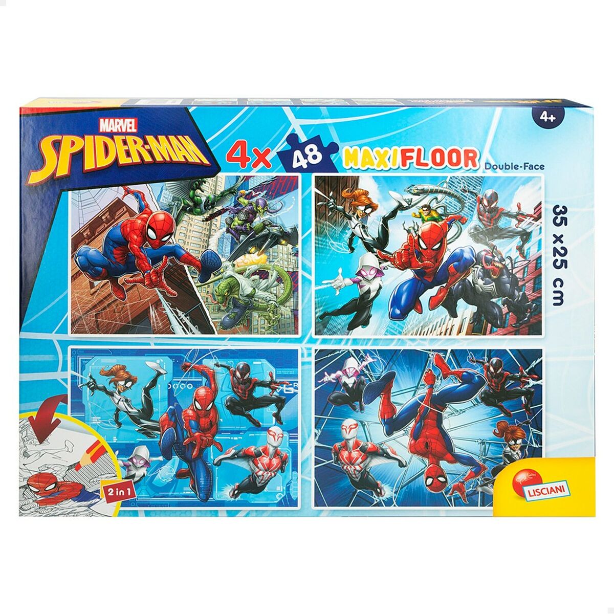 Child's Puzzle Spider-Man Double-sided 4-in-1 48 Pieces 35 x 1,5 x 25 cm (6 Units)-6