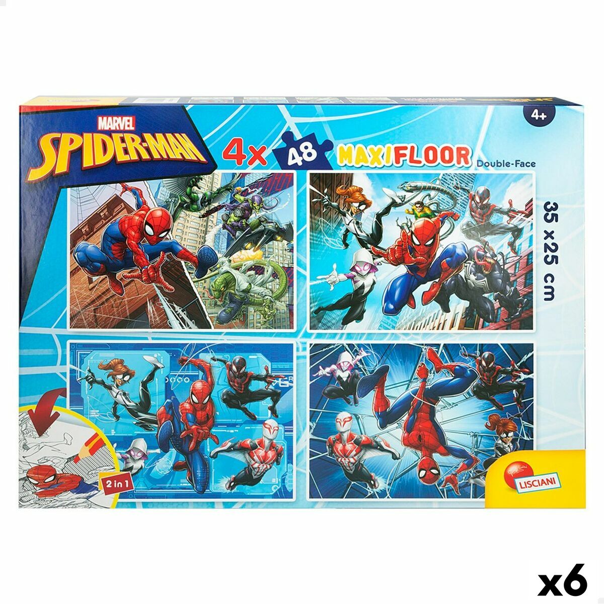 Child's Puzzle Spider-Man Double-sided 4-in-1 48 Pieces 35 x 1,5 x 25 cm (6 Units)-0