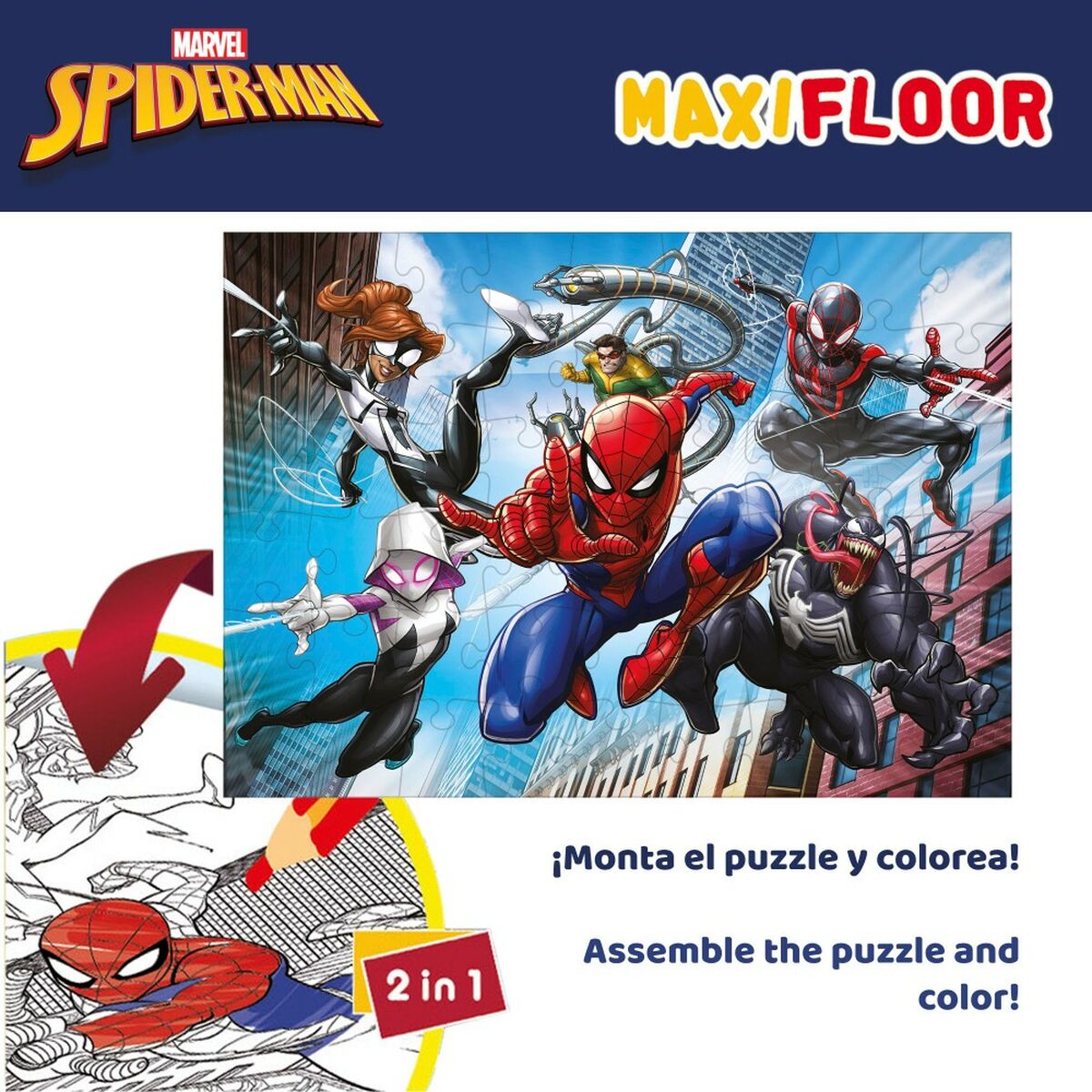 Child's Puzzle Spider-Man Double-sided 4-in-1 48 Pieces 35 x 1,5 x 25 cm (6 Units)-4