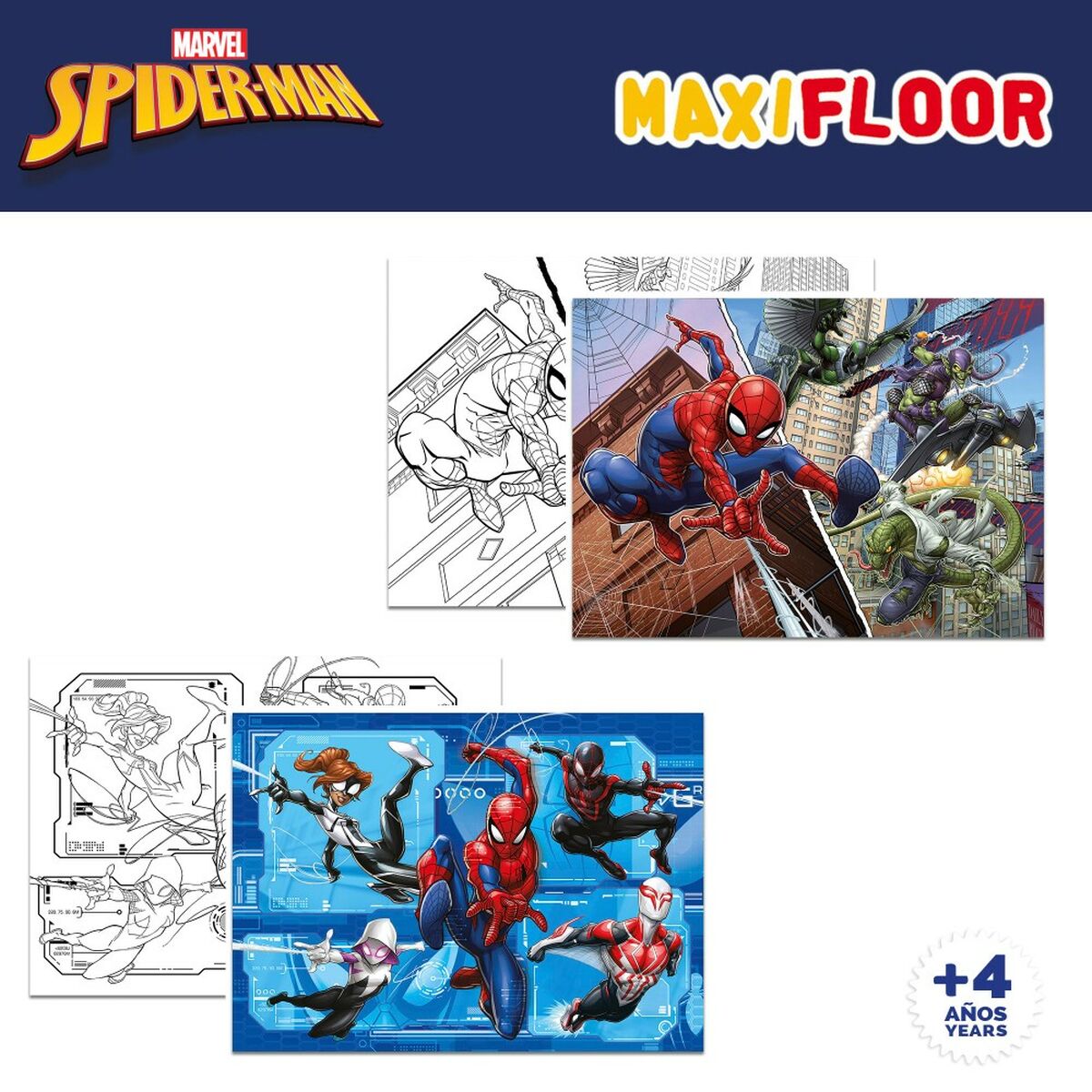 Child's Puzzle Spider-Man Double-sided 4-in-1 48 Pieces 35 x 1,5 x 25 cm (6 Units)-3