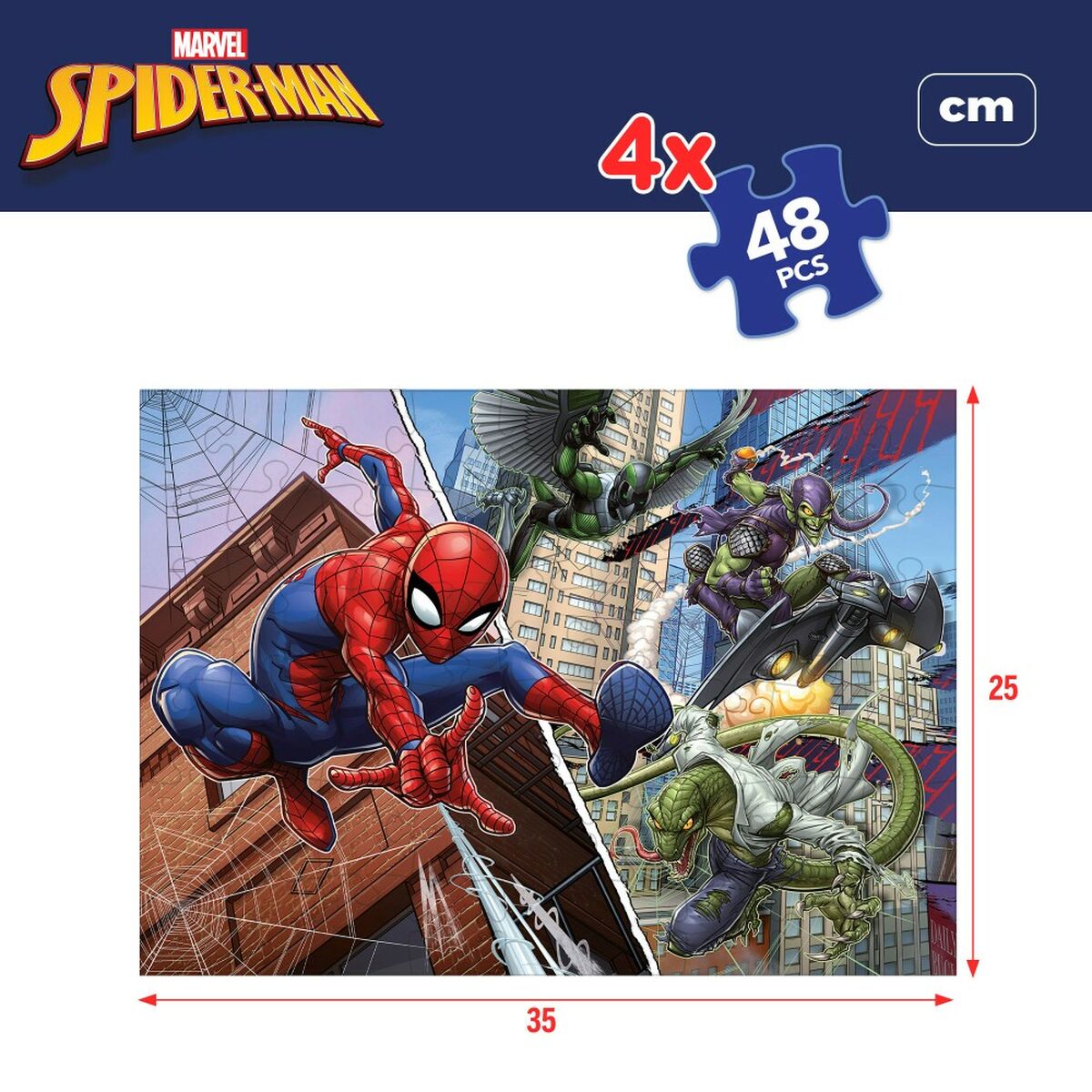 Child's Puzzle Spider-Man Double-sided 4-in-1 48 Pieces 35 x 1,5 x 25 cm (6 Units)-2