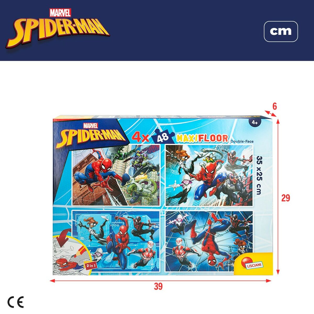 Child's Puzzle Spider-Man Double-sided 4-in-1 48 Pieces 35 x 1,5 x 25 cm (6 Units)-1