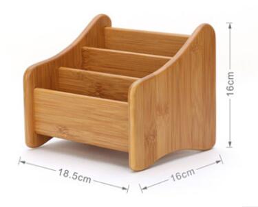 3 Grid Bamboo Remote Control Storage Box Stationery Remote Control Headphone Cable Cell Phone Desktop Storage Box Organizer-3