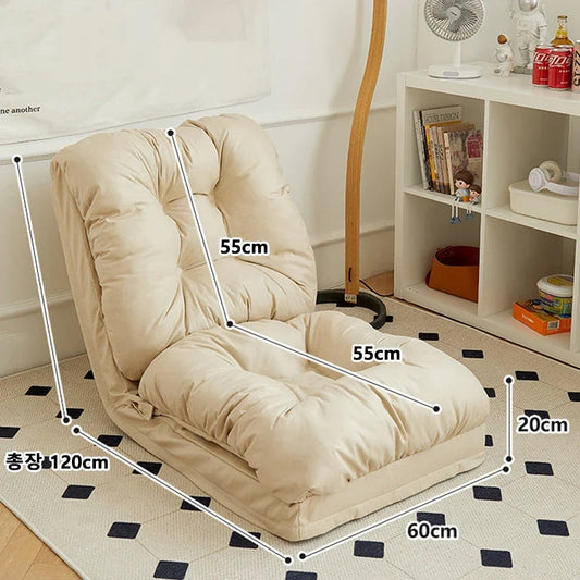 Convertible Foldable Lounger Sofa Bed - Beige Water-Resistant Lazy Chair Sleeper-1