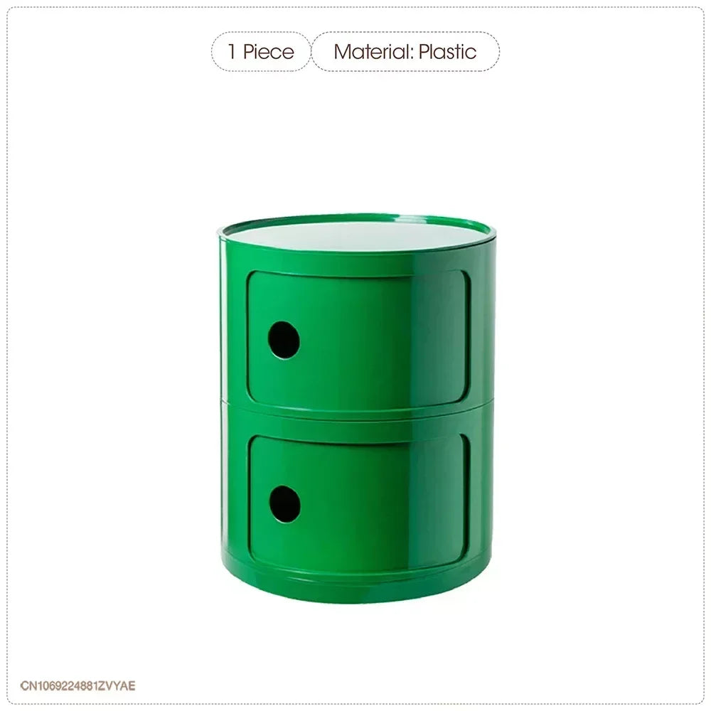 Minimalist Green Nightstands - Mid Century Round Coffee Tables with Storage-4