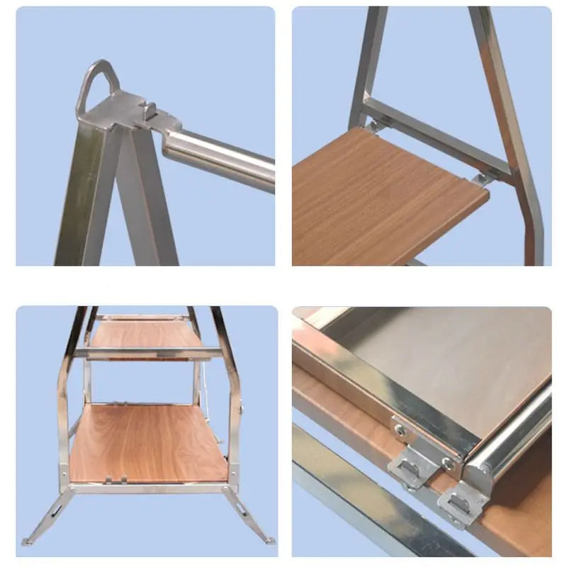 Portable Folding Outdoor Camping Storage Shelf 304 Stainless Steel Silver-4