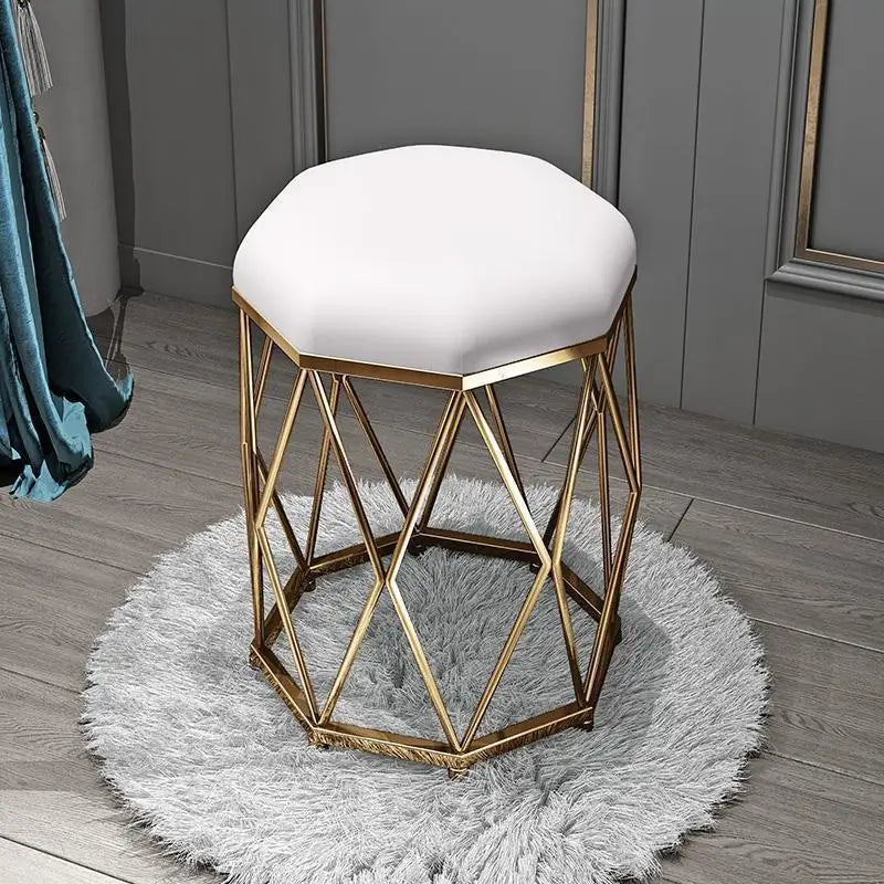 Elegance White Dressing Stool: Chic Makeup & Nail Scrubbing Chair-2