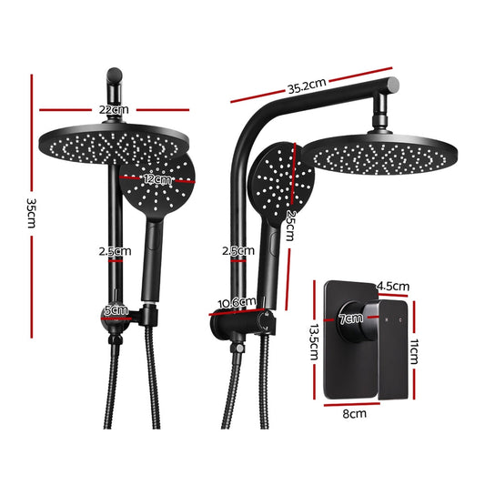 NNEDSZ 9 Rain Shower Head Mixer Round Handheld High Pressure Wall Black-1