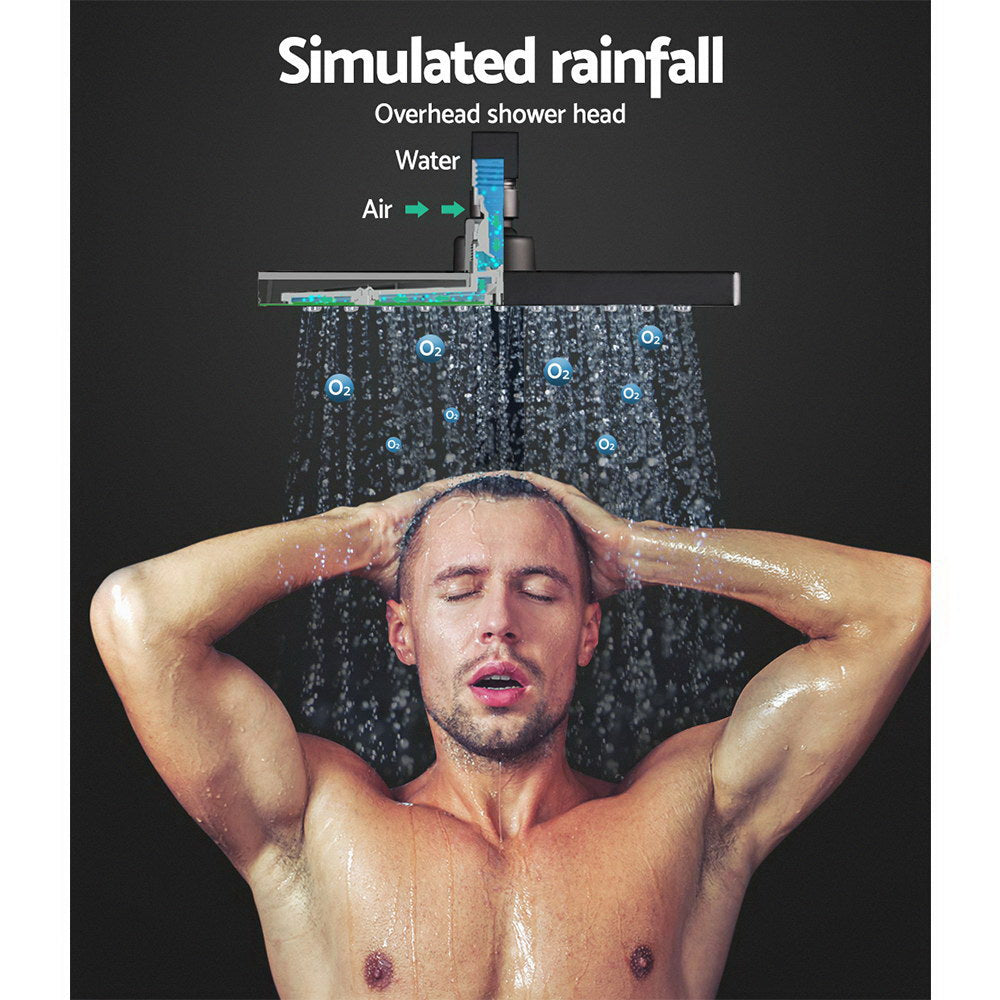 NNEDSZ 8 Rain Shower Head Taps Square Handheld High Pressure Wall Black-2