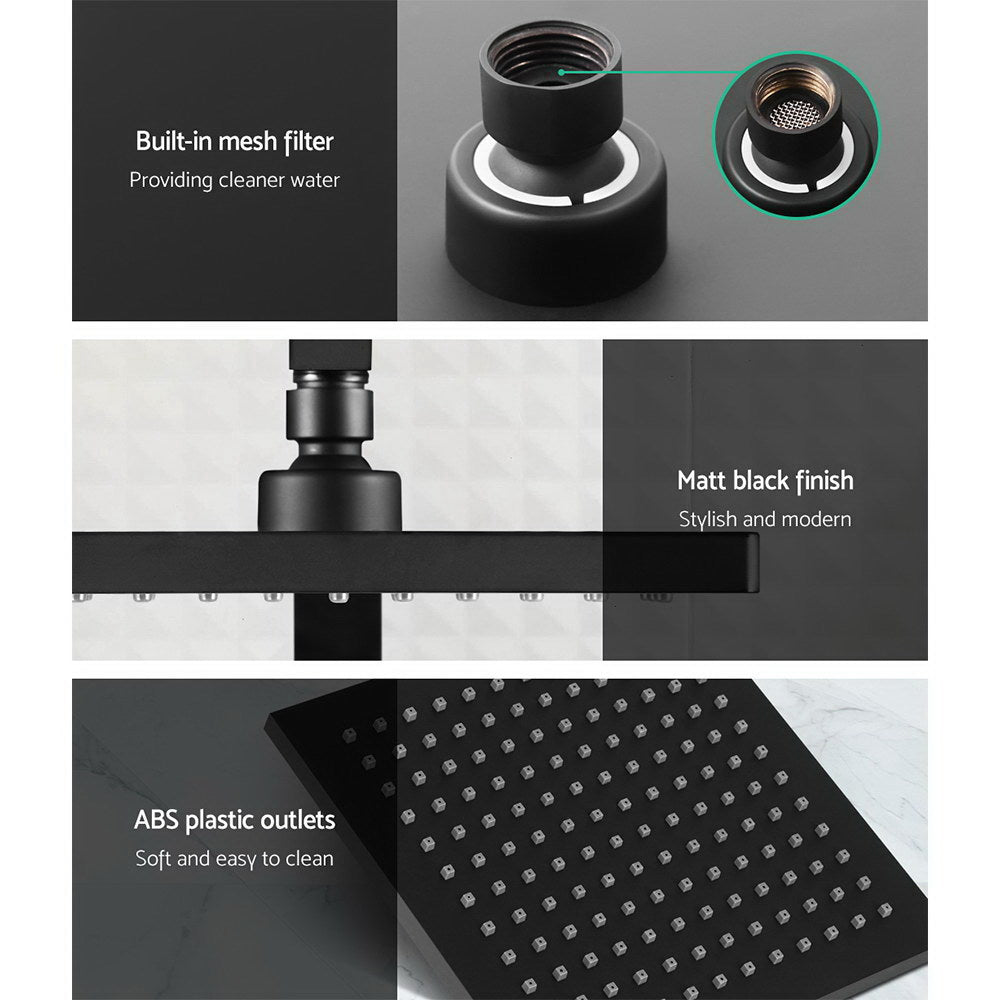 NNEDSZ 8 Rain Shower Head Taps Square Handheld High Pressure Wall Black-3