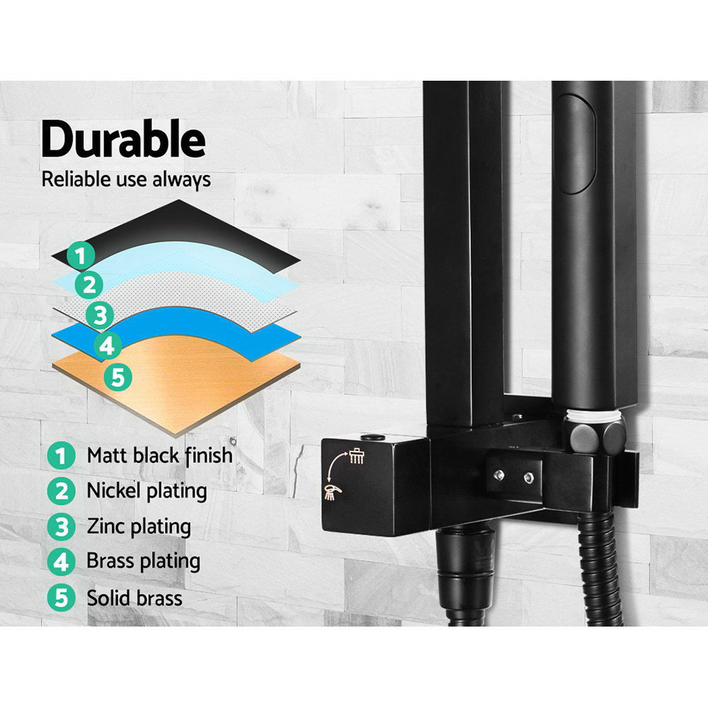 NNEDSZ 8 Rain Shower Head Taps Square Handheld High Pressure Wall Black-4