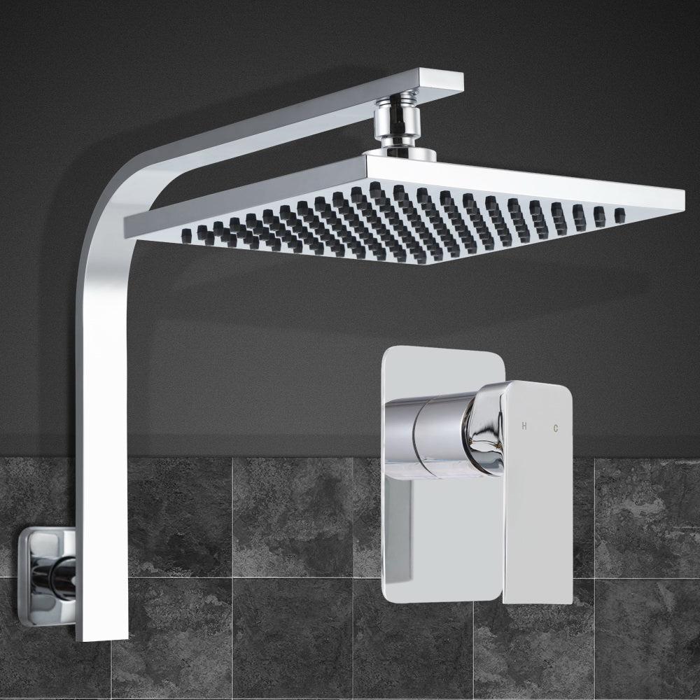 NNEDSZ WElS 8 Rain Shower Head Mixer Square High Pressure Wall Arm DIY Chrome-3
