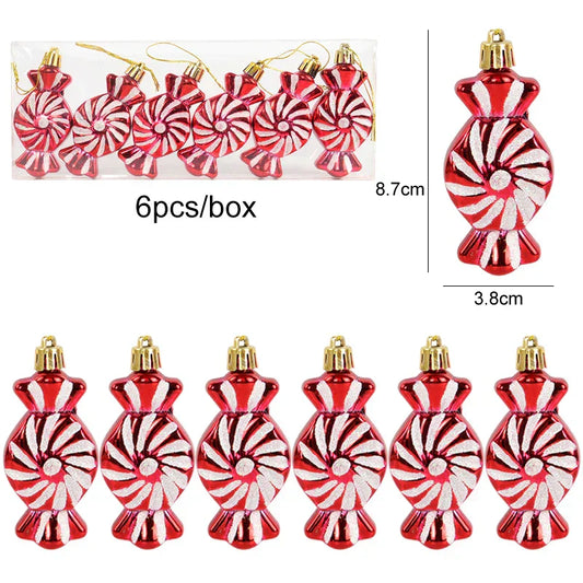 Sparkling 6-Piece Christmas Lollipop Candy Cane Pendant Ornaments Set-1