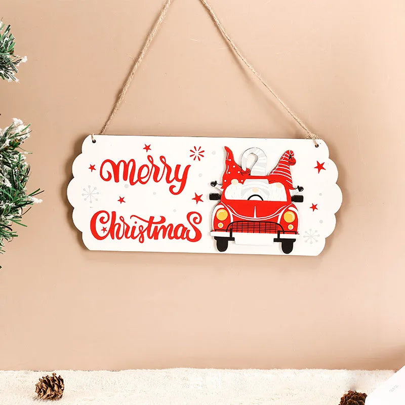 NNEOBA Santa Claus Wooden Sign - 8"x5" Merry Christmas Wall Decor-3