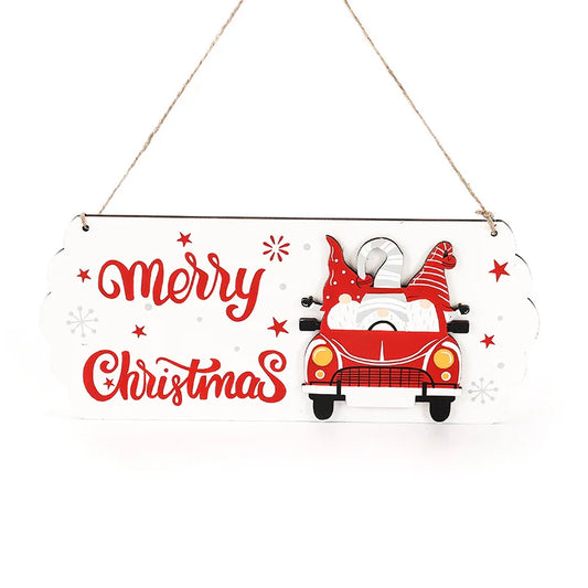 Santa Claus Wooden Sign - 8"x5" Merry Christmas Wall Decor-0