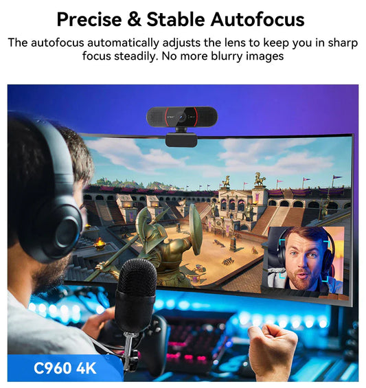 4K USB Mini Webcam with Sony Sensor Autofocus Black-1