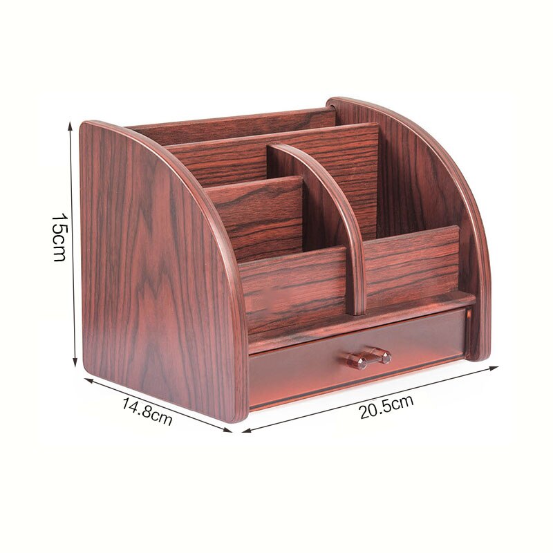 3 Grid Bamboo Remote Control Storage Box Stationery Remote Control Headphone Cable Cell Phone Desktop Storage Box Organizer-2