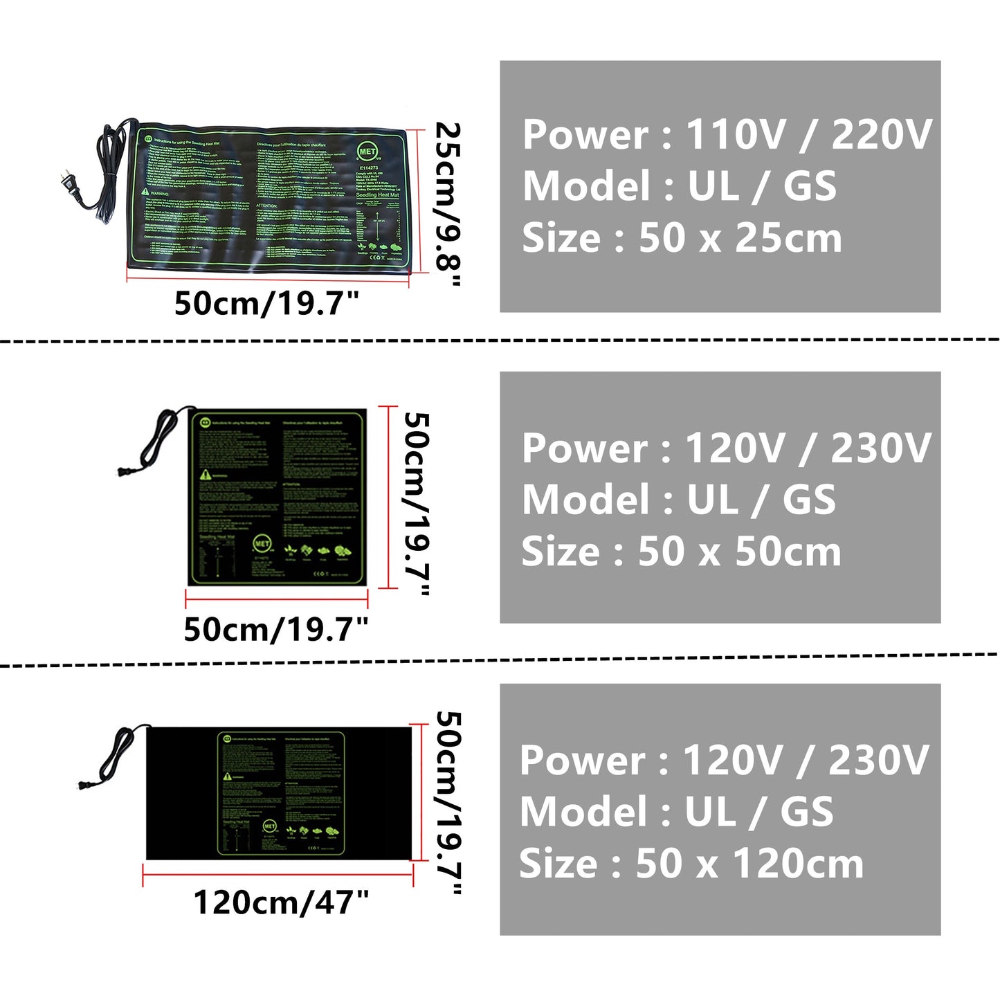 Seedling Heating Mat 50x25/50/120cm-2