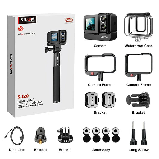 4K Dual-Lens Action Camera Power Stick Included Black-1