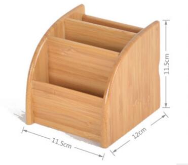 3 Grid Bamboo Remote Control Storage Box Stationery Remote Control Headphone Cable Cell Phone Desktop Storage Box Organizer-5