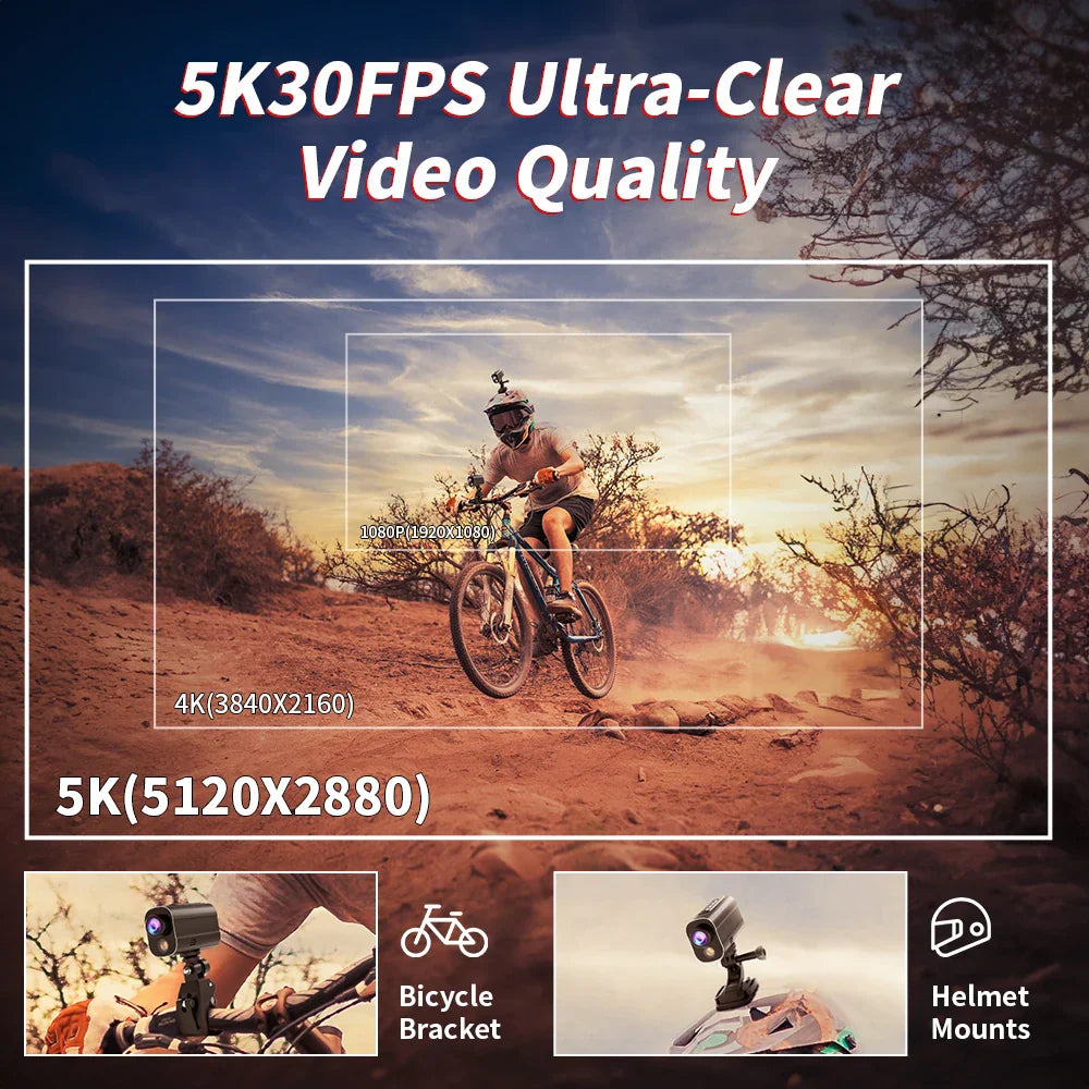 5K Action Camera with LED Light 64GB Included Black-4