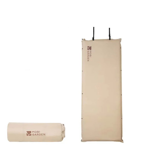 Inflatable Camping Air Mat Single with PU Foam Core Brown-0