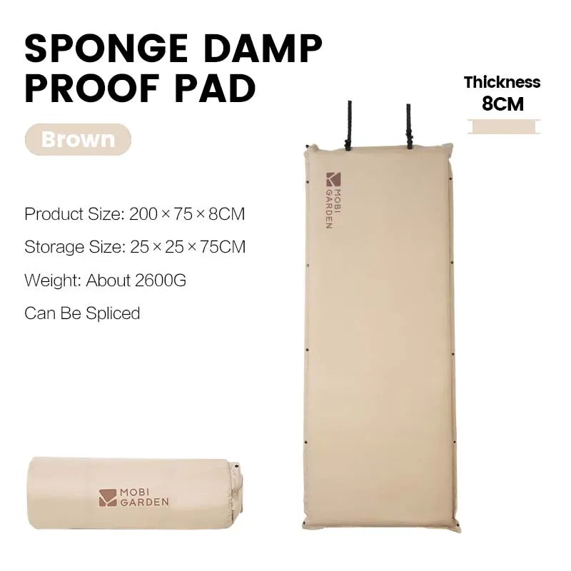 Inflatable Camping Air Mat Single with PU Foam Core Brown-4