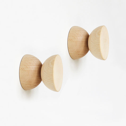 Set of Hooks - Geometric Beech Wood Wall Mounted Coat Hook / Knob-0