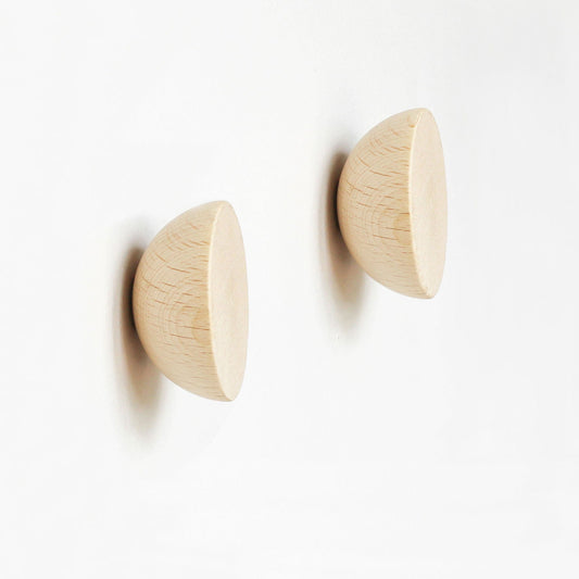 Round Beech Wood Wall Mounted Coat Hook / Knob-0