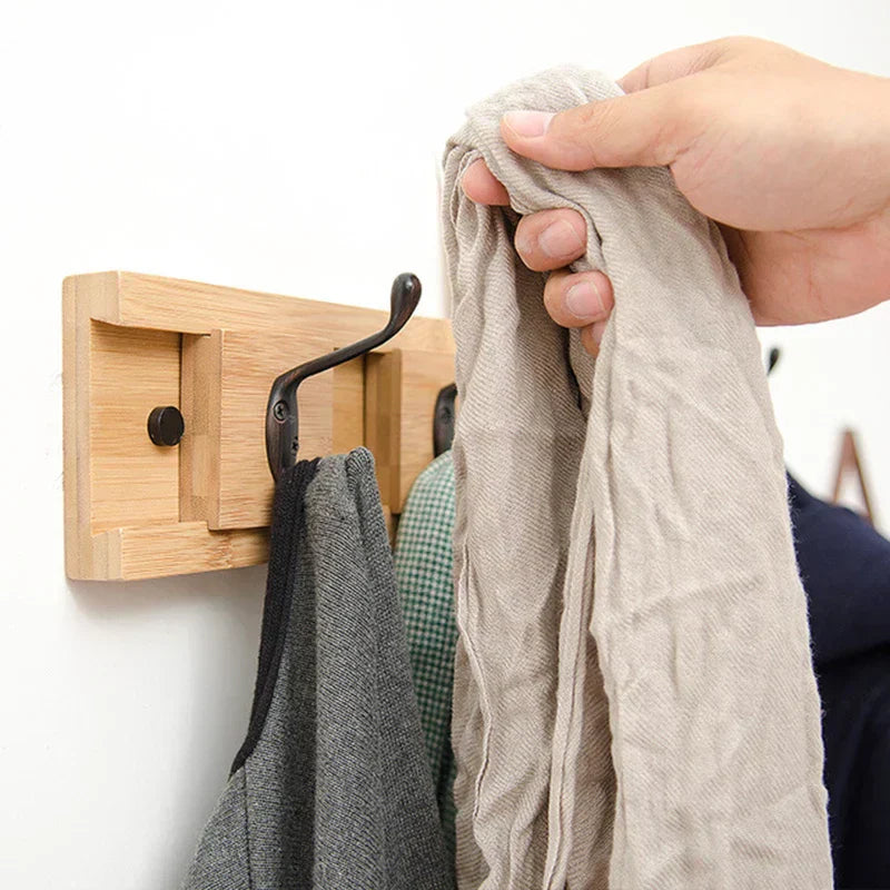3 Hooks Wooden Wall Mounted Racks Coat Hat Clothes Hanger Door Hangers Bathroom Rack Sundries Storage Hooks Home Storage-2