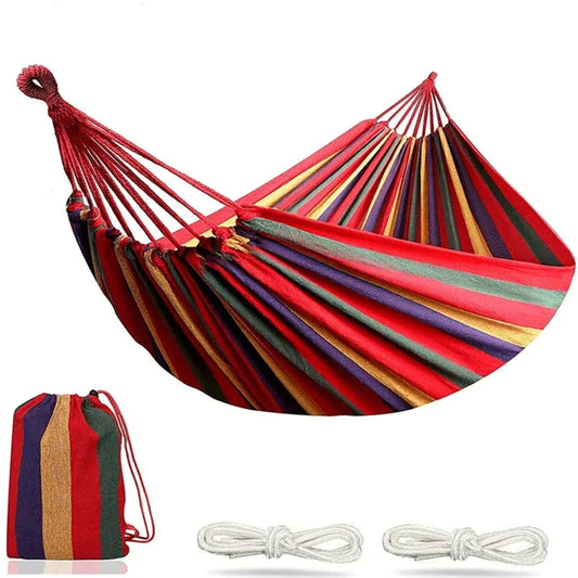 Single Wide Canvas Hammock Portable Outdoor Swing-0