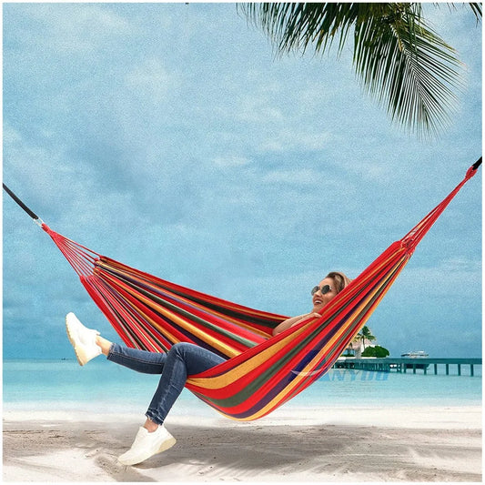 Single Wide Canvas Hammock Portable Outdoor Swing-1