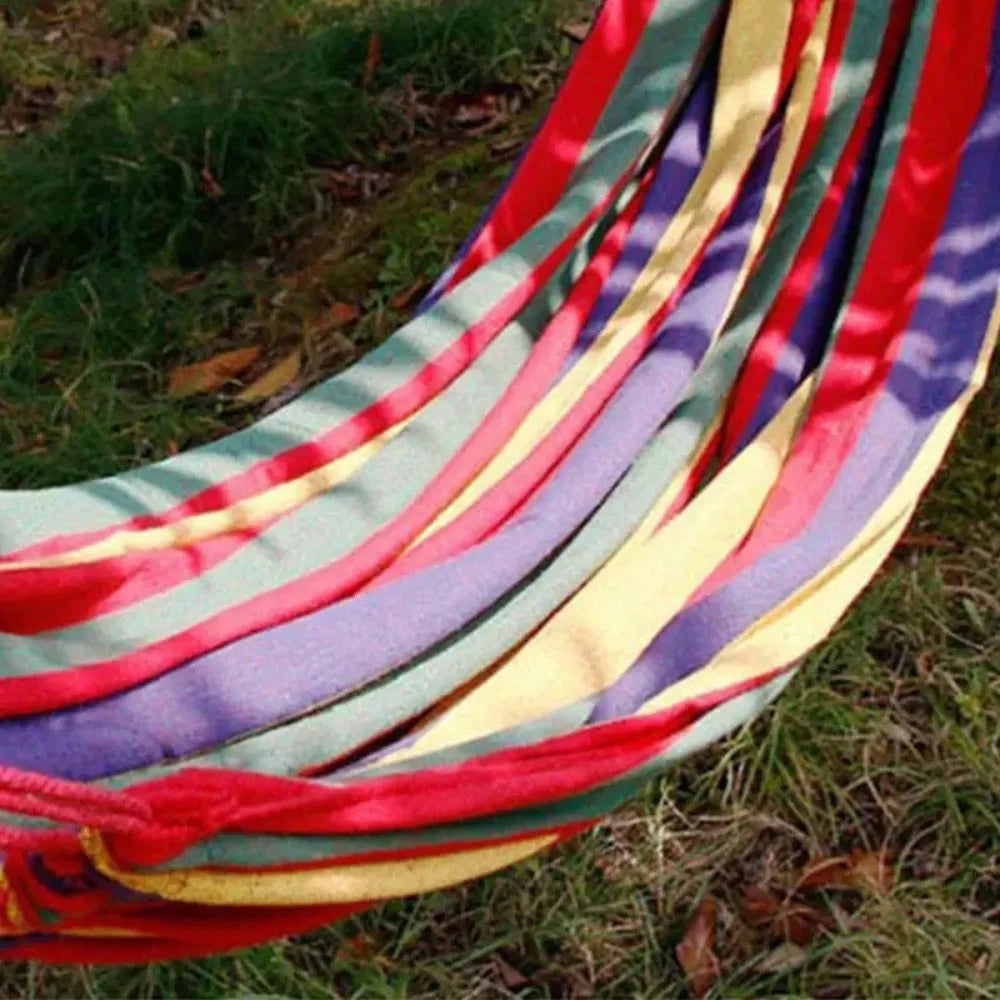 Single Wide Canvas Hammock Portable Outdoor Swing-4