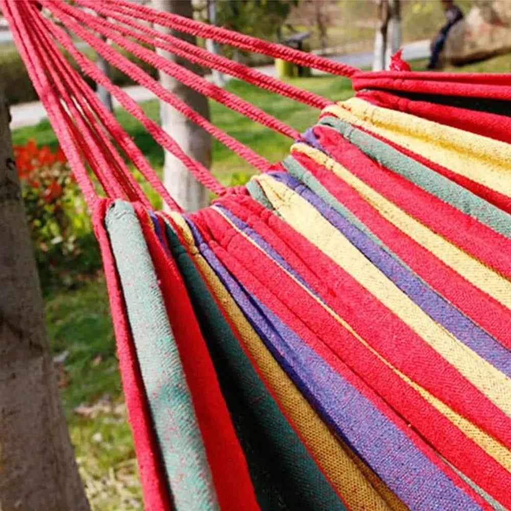 Single Wide Canvas Hammock Portable Outdoor Swing-3