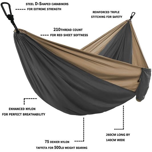 Double Parachute Hammock with Straps & Carabiners-1