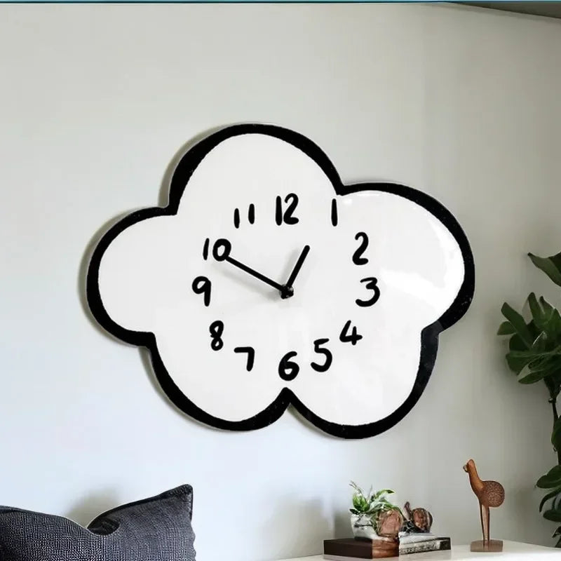 Swaying Cloud Cartoon Mute Wall Clock White-2